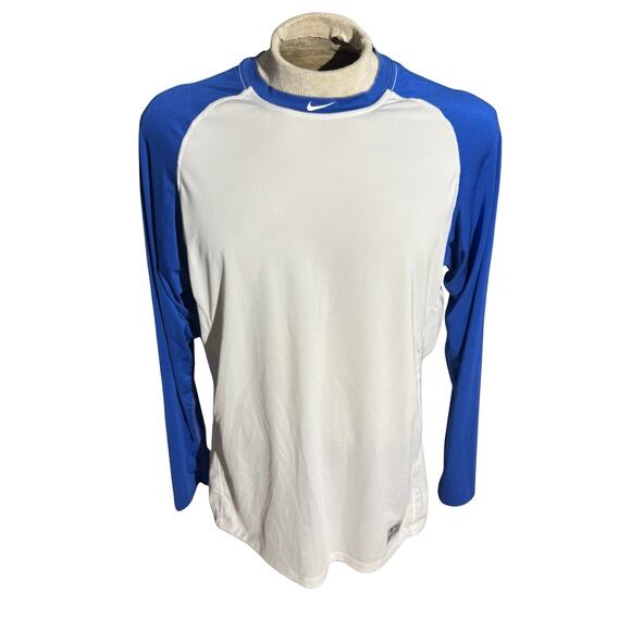 Nike MLB Pro Combat Dri-Fit Long Sleeve Shirt XL White Blue Authentic - Picture 1 of 5
